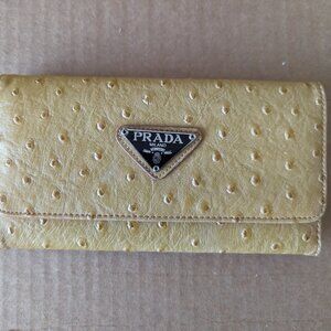 Prada Ostrick Trifold Wallet Magnetic Closure Wallet Purse